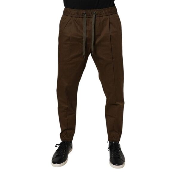 Dolce & Gabbana Casual Drawstring Trousers Men Brown Bottoms